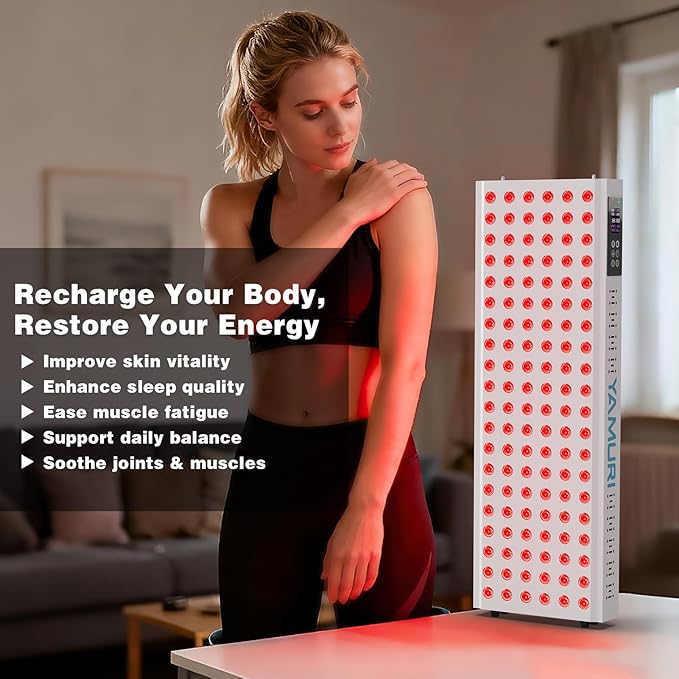 220W Red Light Therapy Panel Lamp for Face &amp Body - Infrared Red Light Therapy Device Dual Chip | High Power LED Light Therapy for Skin Recovery &amp Relaxation at Home - YA120