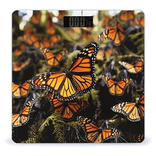Heaps of Orange Monarch Butterflies Weight Scale Large Bathroom Scales Digital Weight with Bright LED Display Non Slip Automatic Weighing Scale Fashion Weighing Machine for Body