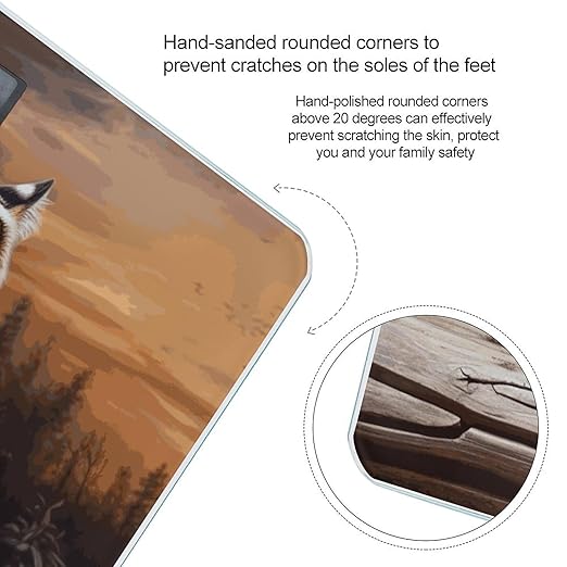 Tiger Lying on Wood Bathroom Scale for Body Weight Bathroom Weighing Scale with Backlit LCD Display Highly Accurate Measures Weight Up to 180kg