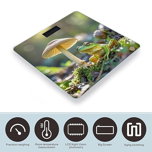 Cute Frog Under A Mushroom Bathroom Scale Digital Weight Scale Precision 400 Lbs Weighing Scales Large with LCD Backlight Display BMI Measures