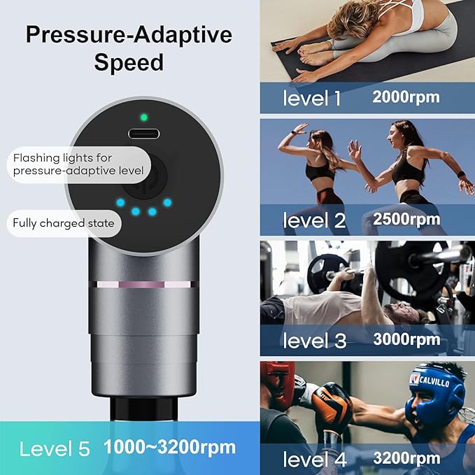 arboleaf Massage Gun Deep Tissue with Metal Head Full-Metal Electric Portable Hand Held Massager Gun with Case for Back Body Sore Muscles Pain Relief Gifts for Dad Office Home Athletes