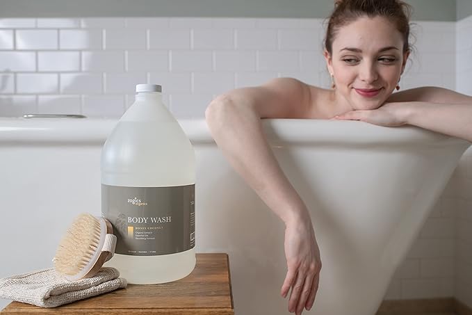 Zogics Organics Body Wash – Moisturizing Body Wash for Men and Women Plant-Based Formula Made with Essential Oils Great as Body Wash Refill in Facilities Honey Coconut Scent (4 Gallons/Case)