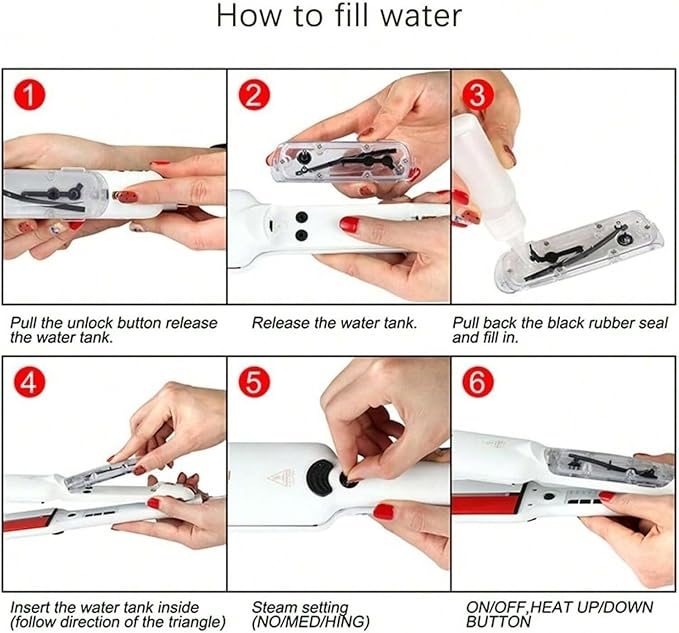 Professional Steam Hair Straightener 2-Inch Infrared Ceramic Flat Iron Adjustable Temperature 300-450°F White