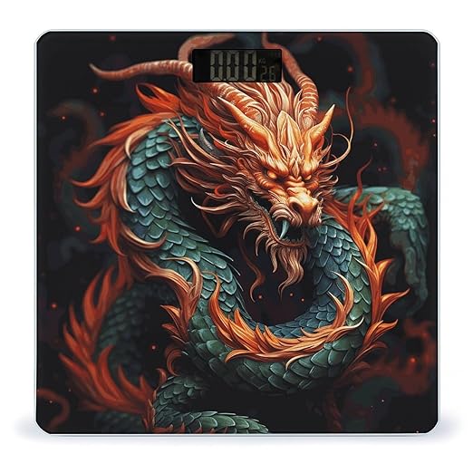 Digital Bathroom Scale for Body Weight Scale with Bright LCD Display High Accuracy Step-On Technology Auto On/Off Chinese Dragon Digital Scales 400 Lbs /180kg