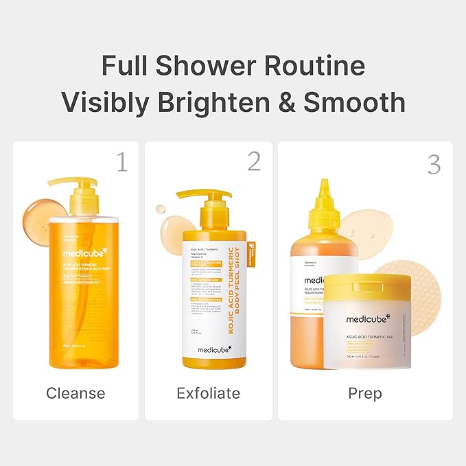 medicube Kojic Acid Body Wash &amp Tone Duo: Kojc Acid Turmeric Brightening Body Wash and Smothing Toner for Face &amp Body | Shower 2 Step Routine for Clearer Brighter Body Skin