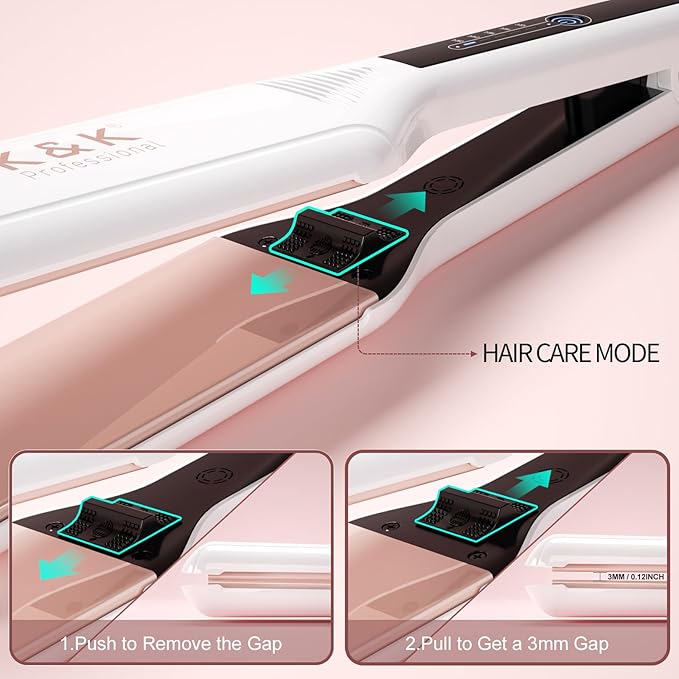 K&ampK 2.25 Inch Flat Iron Hair Straightener Professional Extra Wide Hair Straighteners for Therapy Keratin 3D Floating Ceramic Tourmaline Coating Plate Irons for Thick Hair Damage and Frizz