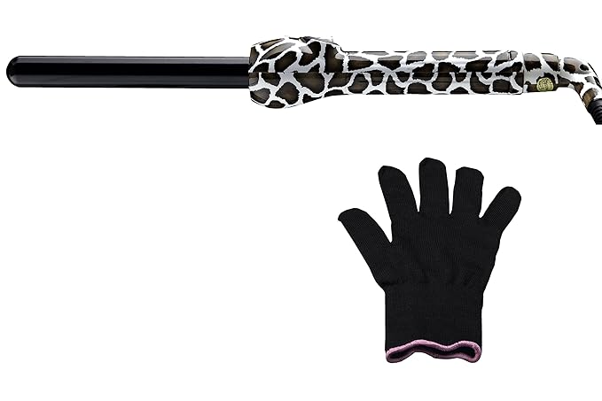 Jose Eber: Clipless Curling Iron 1 (25mm) - Giraffe - Professional Tourmaline Ceramic Barrel Wand Styling Tool Ion Technology Heat Resistant Glove