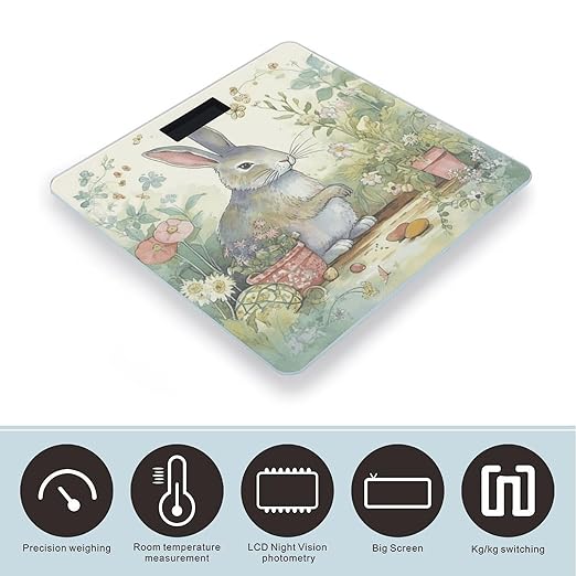 Garden Bunny Scale for Body Weight Digital Bathroom Scale Toughened Glass High Precision Scales for Body Weight with Large LCD Backlight Display Weight Scales