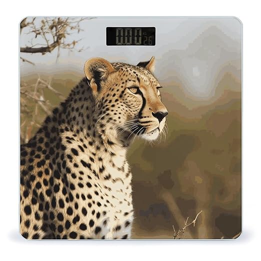 Wild Animal Leopard Bathroom Scale Ultra-Bright Liquid Crystal Screen Weight Scale Accurate Bathroom Body Scales for Body Weight Bathroom Pet Home Bedroom Gift-Giving