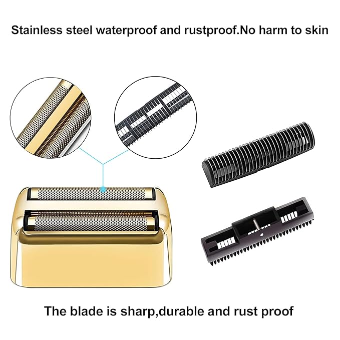 4 Pcs Replacement Foil and Cutters Compatible with BaBylissPRO Double Foil Shaver Replacement Foil Compatible with FXFS2 Shaver (Gold)