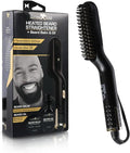Cutting Edge Heated Beard Straightener Brush for Men Includes Beard Oil &amp Beard Balm Ceramic Heated Brush Auto Shutoff Beard Straightening Hot Comb Tool for Men