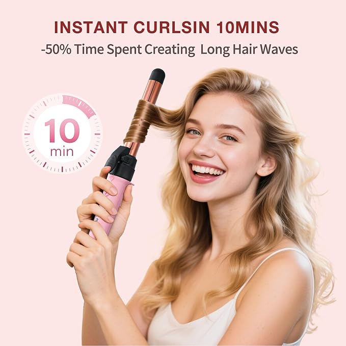 ABNER Rotating Curling Iron Set Automatic Curling Wand for Long Hair Easy to Use Hair Curler Get Effortless Beach Waves 3 Sizes Ceramic Barrel 0.75 1 1.25 to 430°F with Home Button Dual Voltage