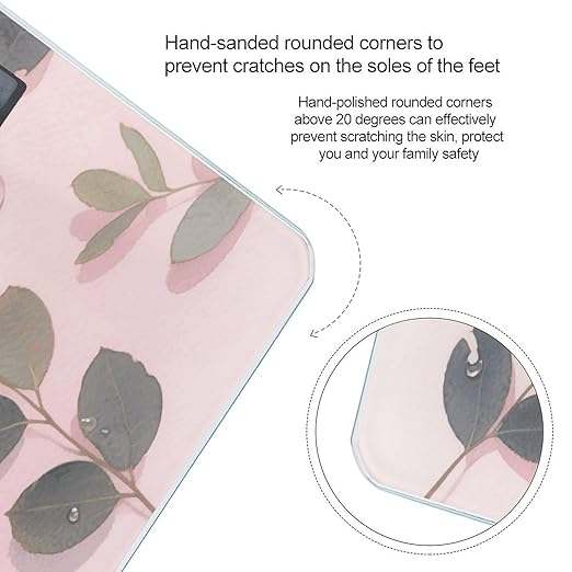 Eucalyptus Leaves Watercolor Weight Scale Large Digital Bathroom Scales with Bright LED Display Non Slip Digital Scale and Step On Fashion Weighing Machine for Body
