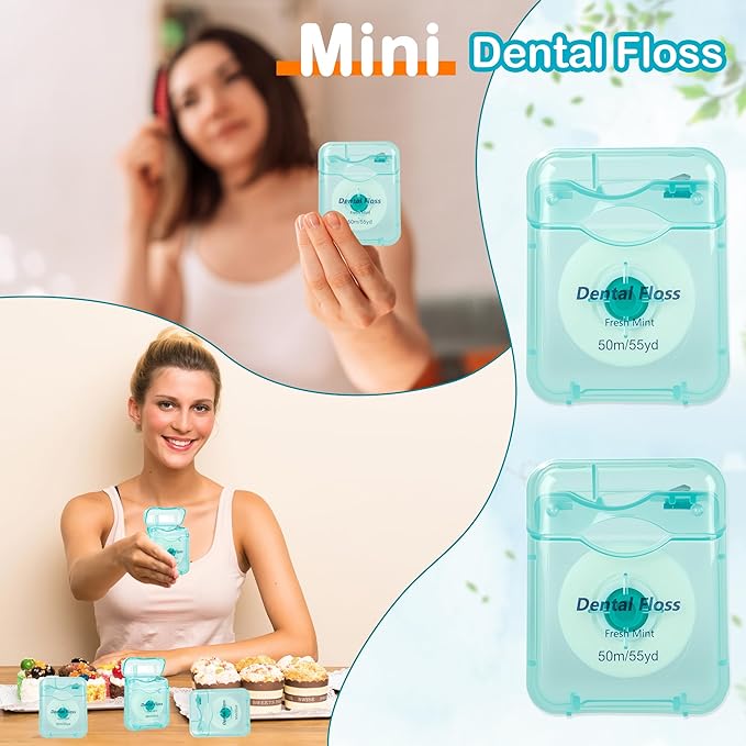 70 Pack Mini Dental Floss Bulk Mint Flavored Travel Glide Dental Floss Oral Care with Portable Cases for Teeth Adults 164 Ft/ 50 M