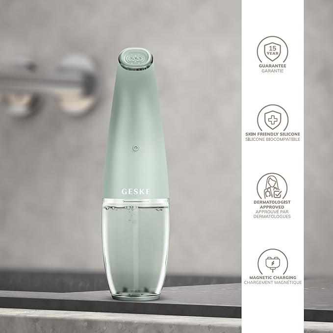 GESKE SmartAppGuided™ Aqua-Stream Face Cleanser | 8 in 1 | Deep Pore Cleansing | Impurities Prevention | Blackhead Extraction | Reduce Red &amp Dry Skin | Use with Our Aqua-Stream Solution