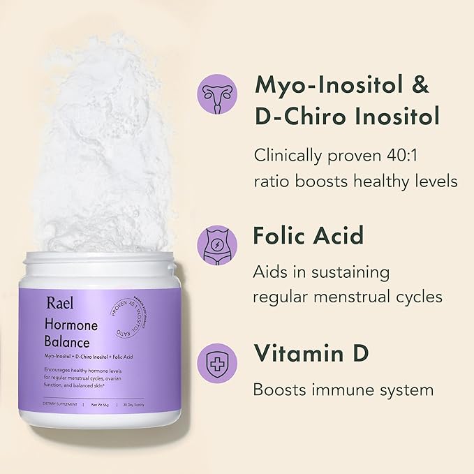 Rael Bundle - Organic Cotton Cover Panty Liners (Regular 44 Count) &amp Hormone Balance Supplement for Women Fertility &amp Ovarian Support (30 Day Supply)