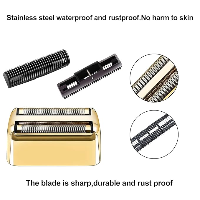Replacement Foil and Cutters Compatible with BaBylissPRO Double Foil Shaver Replacement Foil Compatible with BaBylissPRO FXFS2 Shaver 4 counts (Gold)