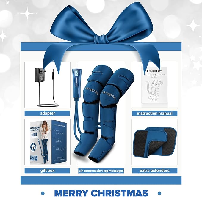 Air Compression Leg Massager with Heat - Ideal Christmas Mother's Day and Father's Day Gifts for Men Women Dad Mom - Relieves Foot and Knee Pain Eases Varicose Veins Cramps Swelling and Edema