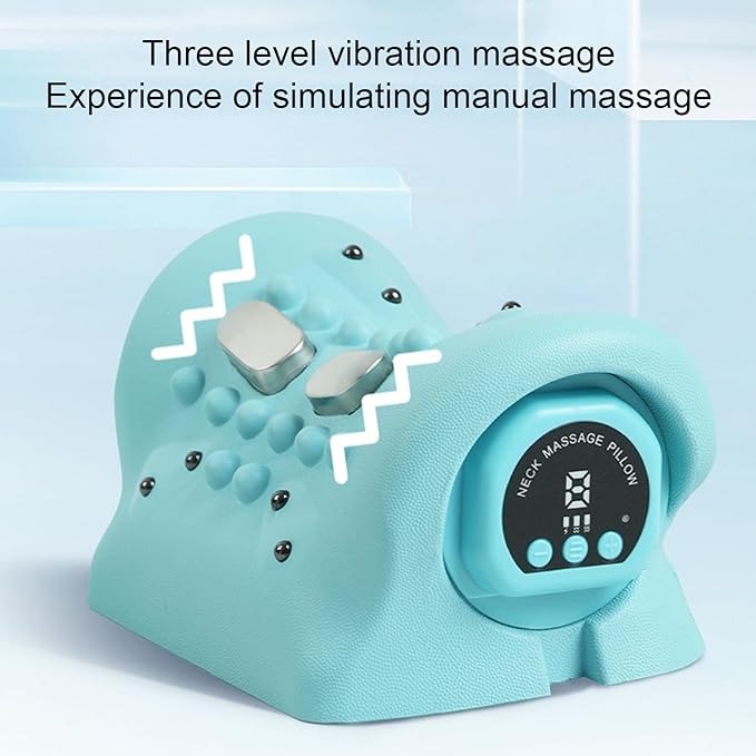Cordless Electric Traction Neck MassagerMulti-Purpose Neck Massager PillowDeep Tissue Neck Shoulder Pain Relief Relaxer Ergonomic Portable Heated Vibration Neck Stretcher Cervical Pillow