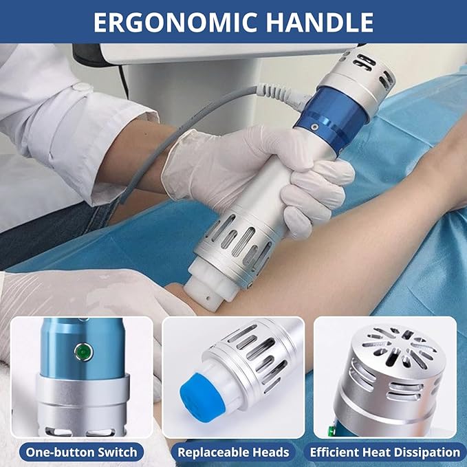 Shockwave Therapy Machine Electromagnetic Extracorporeal Shock Wave Therapy Device Body Massage Impulse Gun Deep Tissue Muscle Massager with 7 Massage Heads for Body Muscle Relaxation Pain Relief