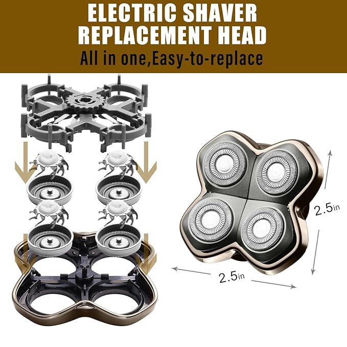 Shaver PRO 4 Head Replacement Blades - Compatible with Skull Shaver Pitbull Butterfly Kiss Pro &amp Palm Shaver - Electric Shaver &amp Head Shaver Blade for Bald Head Shavers for Men/Women(3 Packs)