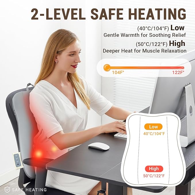 Back and Neck Massager with Heat 4D Kneading &amp Up-Down Rolling Massage Kneading Massage Pillow for Back Waist Neck Pain Relief Deep Tissue Ultrathin Shoulder Massage Gifts for Women Men Par