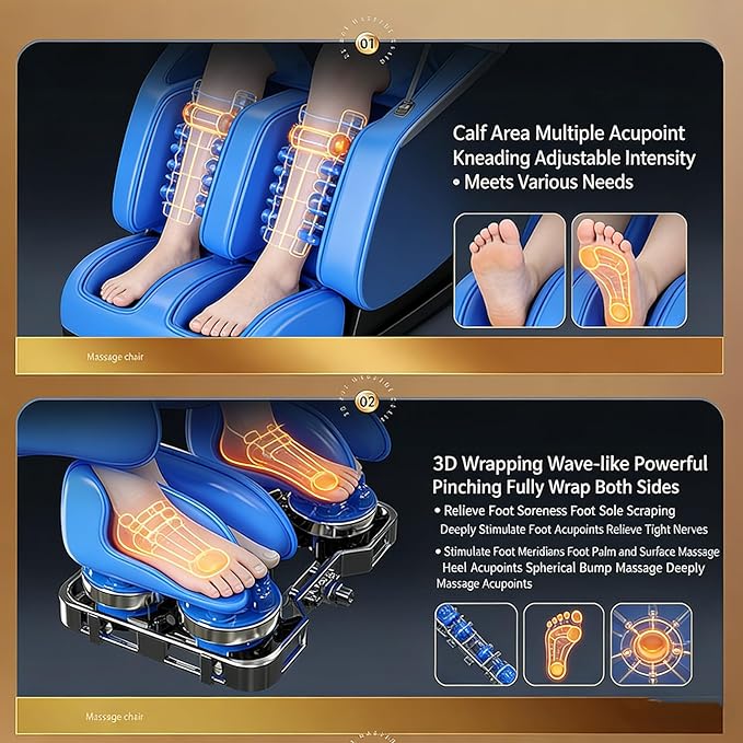 Foot Massager Calf Heating Massage Foot Sole Massage Rollers Relieves Fatigue Suitable for Office Workers(Gold)