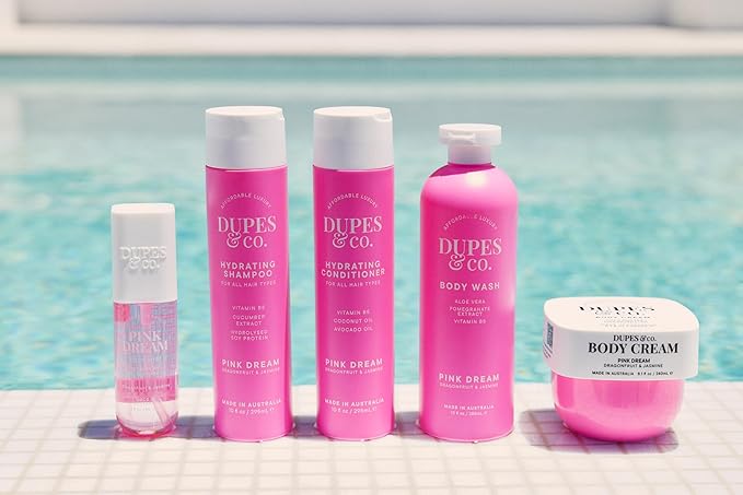 Dupes &amp Co. Pink Dream Body Wash – 13 fl oz – Nourishing Aloe Vera Pomegranate Extract &amp Vitamin B5 – Cleanses &amp Hydrates – Made in Australia