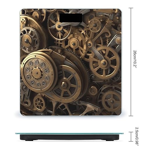 Cool Steampunk Gears Bathroom Scale Large LCD Backlight Display Digital Scale Rounded Corners Body Scales Automatic Power On/Off Bathroom Scales for Home Bedrooms