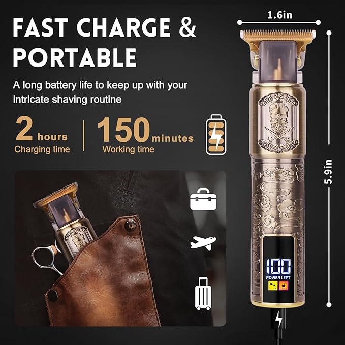 Ufree Professional Beard Trimmer for Men Zero Gapped T-Blade Hair Clipper &amp Mustache Trimmer Kit with LCD Display Precision Edgers for Haircut &amp Grooming Barber-Grade Electric Shaver Gifts