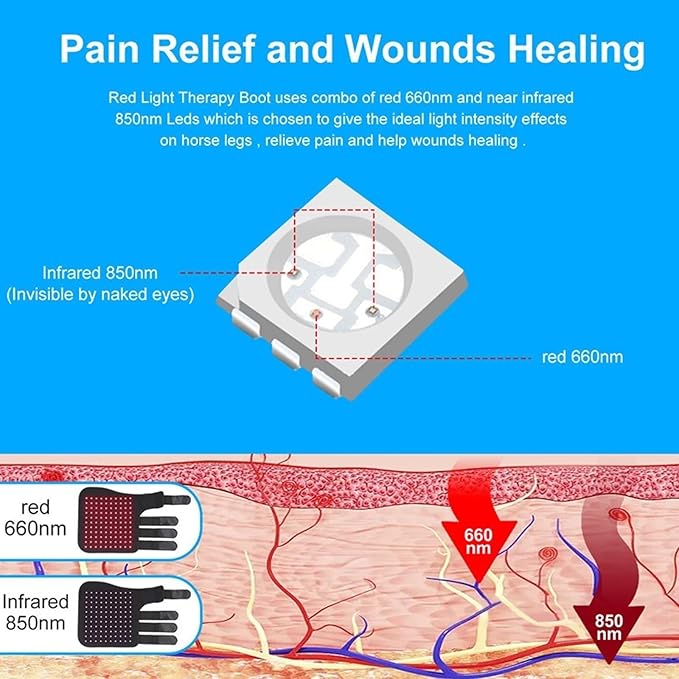 Red Light Therapy for Horses Led Red Light Therapy Device for Horse Leg Pain 850nm ＆ 660nm Portable Deep LED Light Therapy Belt for Horse Muscle Pull Wound Recovery