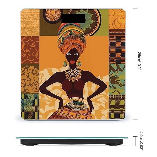 African Woman Bathroom Scale Large LCD Backlight Display Digital Scale Rounded Corners Body Scales Automatic Power On/Off Bathroom Scales for Home Bedrooms