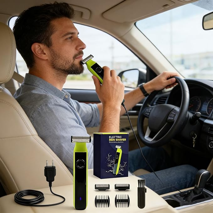 Beard Trimmer for Men - Rechargeable Hybrid Electric Shaver and Body Groomer Washable Face Shaver 4 Combs Wet/Dry Body Trimmer for Men