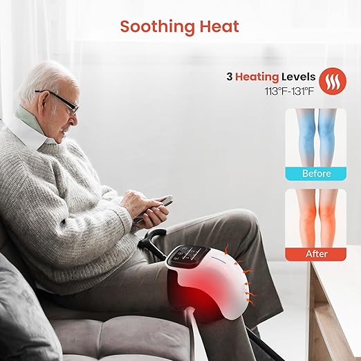 Snailax Cordless Knee Massager with Heat 3 Vibration Modes &amp 3 Heating Levels Knee Brace Wrap Gifts