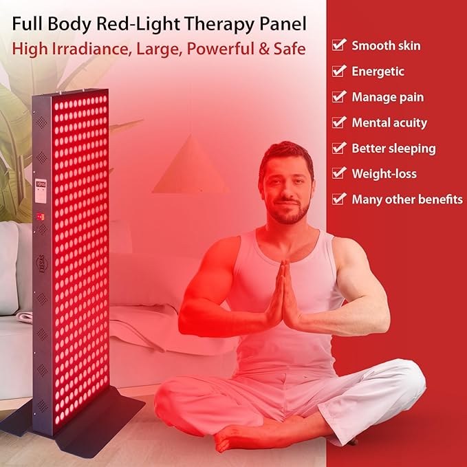 Red Light Therapy Device for Full Body 630nm 660nm 810nm &amp 850nm Near Infrared Dual-Chip Clinical Grade LED Panel for Smooth Skin Weight Pain and Overall Wellness (324LED)