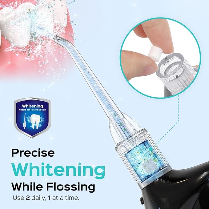 COSLUS 4 Modes 5 Levels Pink Pro Flosser &amp W40(F5020E) Black Flosser Pick