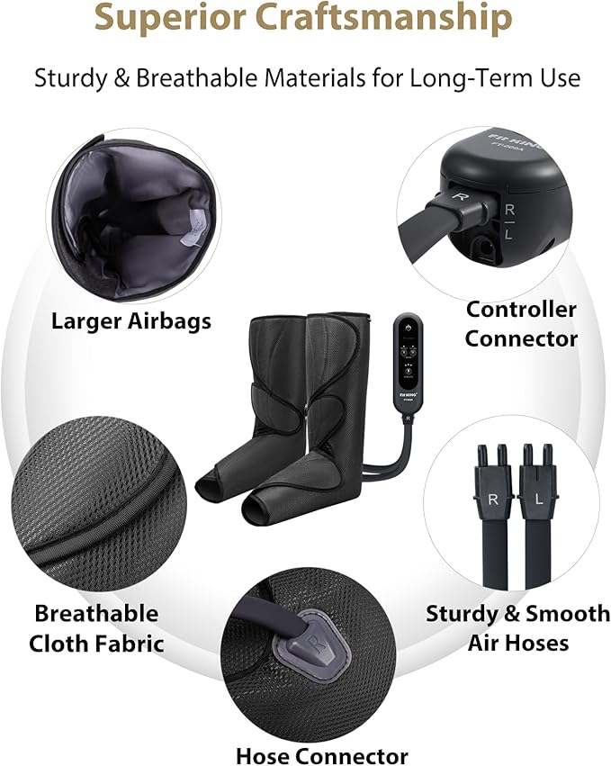 FIT KING Leg Massager for Circulation and Pain Relief Air Compression Leg and Foot Massager to Relieve Pain Swelling Edema with 2 Size Extensions- Great Gift for Wife Mom and Friend