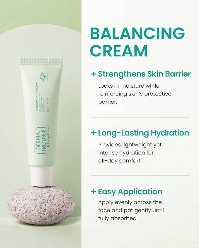 Derma Trouble Balancing AC 3 Step Kit - Korean Skincare Set for Acne Prone Skin Blemishes &amp Pores - Sebum Control Cleanser Toner &amp Cream for Oily Sensitive Skin Redness &amp Bumpy Texture