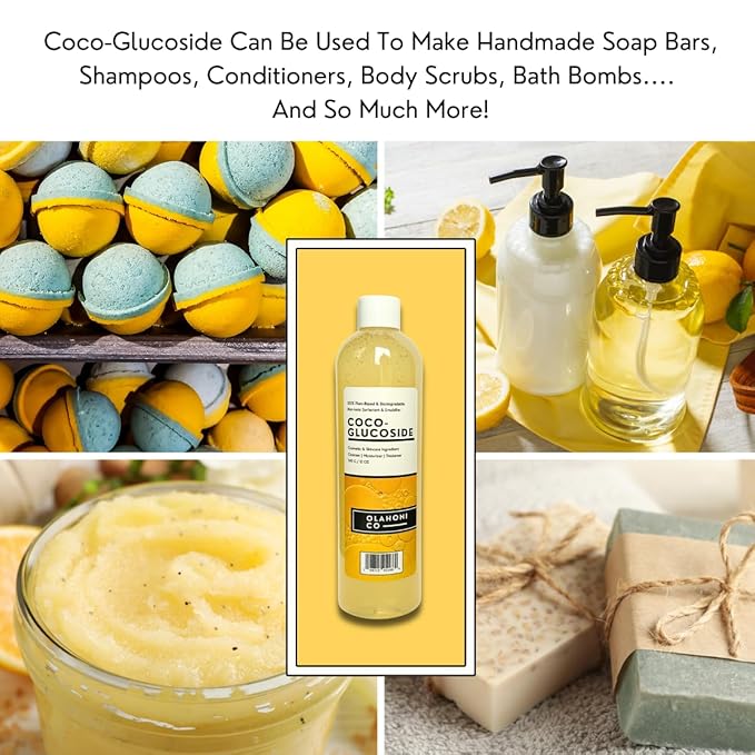 Coco-Glucoside Surfactant 12 Oz - Concentrated Natural Foaming Cleanser - Plant Derived - For Formulations and DIY Skin Care - For Shower Gels Body Soap Shampoos Face Cleansers