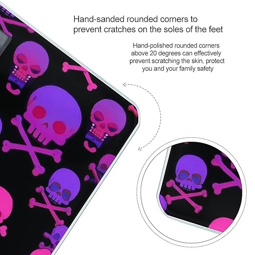 Energy Saving Scale Bathroom Weighing Scale Smart Scale for Body Weight Digital Purple and Pink Crossbones Skull