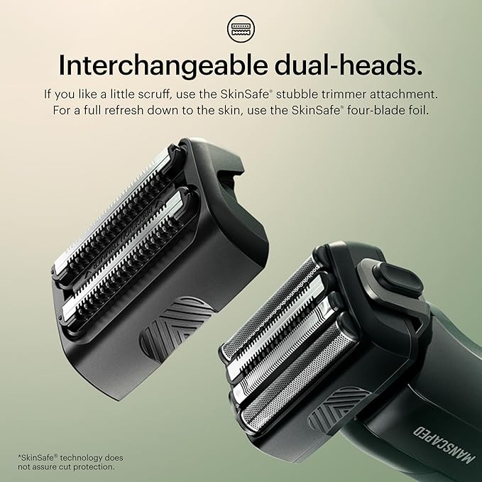 MANSCAPED® The Chairman™ PRO &amp The Lawn Mower® 5.0 Ultra - Men's Face Shaver with Two SkinSafe® Blades Four-Blade Foil &amp Stubble Trimmer &amp Dual-Head Groin &amp Body Hair Trimmer with Toi