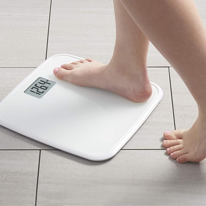 InstaTrack TS-701 Ultra-Thin Digital Bathroom Scale in Contemporary Bright White – Accurately Measures up to 330 Pounds