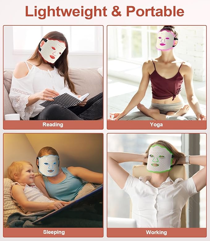 Mask for Face 7 Colors Mask with Timing Function Rechargeable Face Mask for Home Skincare White