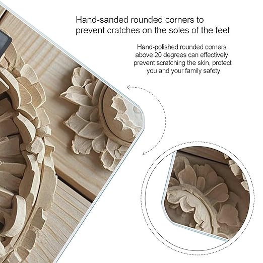 Wood Carving Texture Scale for Body Weight Digital Bathroom Scale Toughened Glass High Precision Scales for Body Weight with Large LCD Backlight Display Weight Scales