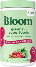 Bloom Nutrition Superfood Greens Powder Digestive Enzymes with Probiotics and Prebiotics Gut Health Bloating Relief for Women Chlorella Green Juice Mix with Beet Root 25 SVG Spiced Cranberry