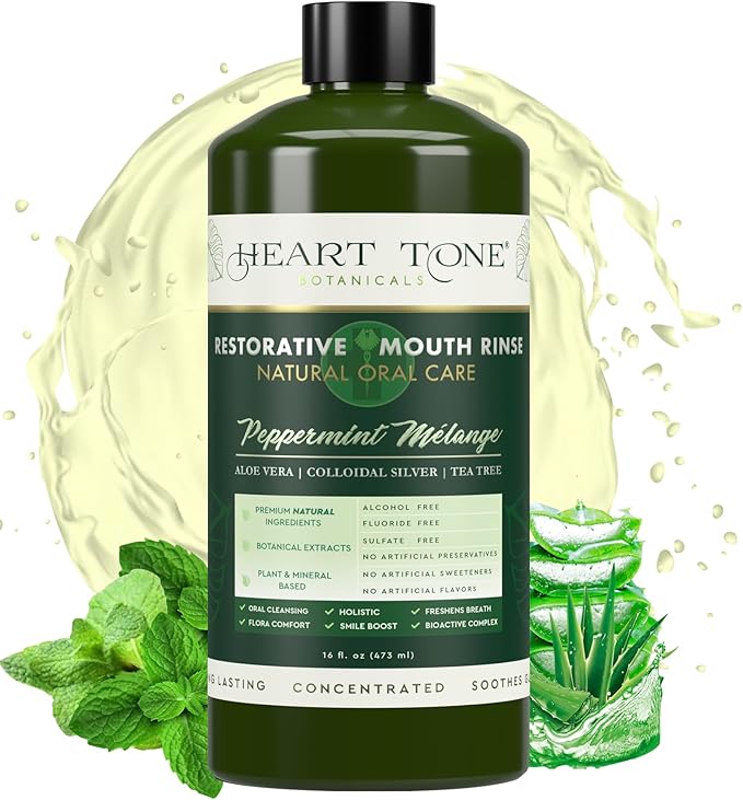 Nano Silver Mouthwash | All Natural | Adult Restorative Mouth Rinse | Aloe Vera Colloidal Silver &amp Tea Tree | Complete Oral Care &amp Fresh Breath | Fluoride GMO &amp Alcohol Free
