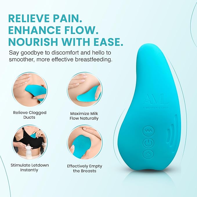 A Mother's Love AML Lactation Massager for Milk Flow Enhancement Relieve Clogged Ducts Engorgement Relief (Teal 2pck)