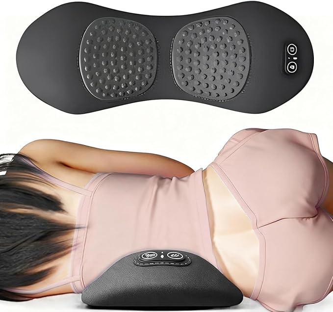 3-in-1 Electric Lumbar Support Pillow 2026 New Triple Fusion Back Massager for Lower Back Back Massager with Vibration and Traction for for Bed Chair Home Office Use (Dark Gray)