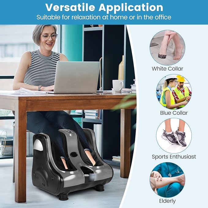 Giantex Foot and Calf Massager with Heat - Shiatsu Foot Massager Machine with Vibration Deep Kneading 3-Level Intensity Modes Electric Foot Massager for Tired Feet Leg Calf Pain Relief (Grey)