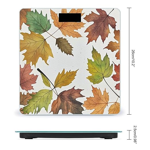 Watercolor Autumn Leaves Scale for Body Weight Digital Bathroom Scale Accurate Smart Weight Scales with Large Display Weighing Machine High Precision Scales